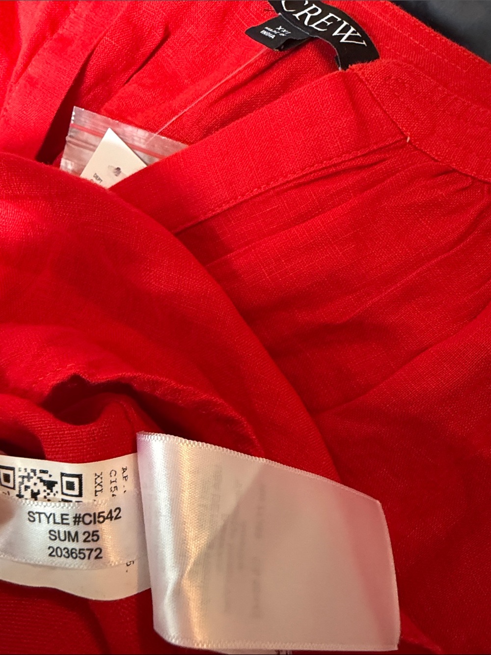 J. Crew Bright Red Linen V-Neck Long-Sleeve Tunic - Picture 6 of 6